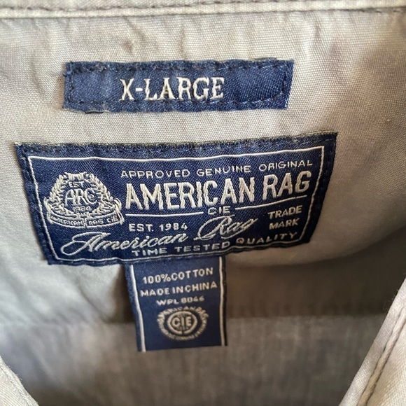 American Rag Grey Casual button down collared shirt size XL - Picture 2 of 7